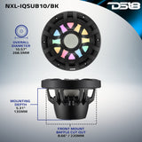 10” Marine Subwoofer with Hybrid Magnet Motor, Removable Grille and Digital LED Lights - 500W RMS 4-Ohm