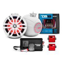 8' Compact Speaker Tower with Marine Amplifier, Installation Kit, and RGB LED Lights - Perfect Pac... - front view | Silarius