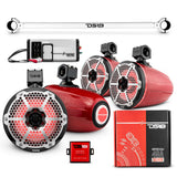 JK-TUBE 4x 8' Marine Towers Speakers with RGB LED Lights, 4-Channel Marine Amplifier and AMPKIT f... - detail view | Silarius