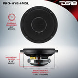 PRO 8' Shallow Coaxial Hybrid Mid-Range Loudspeaker with Built-in Driver | 200W RMS 4-Ohm - detail view | Silarius