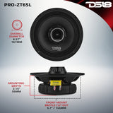 PRO-ZT 6.5” Slim Coaxial Mid-Range Loudspeaker with Water-Resistant Cone Built-in Bullet Tweeter | 200W RMS 4-Ohm