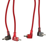 100% OFC Ultra Flex 2-Channel RCA with 90 Degree Ends, Dual Twist Wire, Red Braided Jacket - 16 ft - side view | Silarius