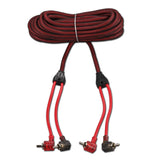 100% OFC Ultra Flex 2-Channel RCA with 90 Degree Ends, Dual Twist Wire, Red Braided Jacket - 20 ft - front view | Silarius