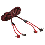 100% OFC Ultra Flex 2-Channel RCA with 90 Degree Ends, Dual Twist Wire, Red Braided Jacket - 20 ft - angle view | Silarius