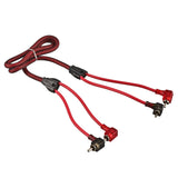 100% OFC Ultra Flex 2-Channel RCA with 90 Degree Ends, Dual Twist Wire, Red Braided Jacket - 3 ft - angle view | Silarius