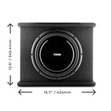 12' Loaded Amplified Shallow Subwoofer Enclosure 350 Watts Rms - side view | Silarius