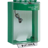 STI-13230CG STI Universal Stopper Dome Cover Surface Mount and Hood with Horn and Relay, Custom Label, Green