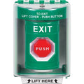 STI SS2178XT-EN Green Indoor / Outdoor Surface Pneumatic (Illuminated) Stopper Station with EXIT Label