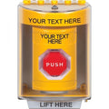 STI SS2288ZA-EN Indoor/Outdoor Surface Stopper Station with Horn Pneumatic, Illuminated, English Custom Text Label, Yellow