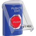 STI SS24A8PX-EN Indoor Only Flush or Surface with Horn Pneumatic, Illuminated, Stopper Station with Push to Exit, Blue
