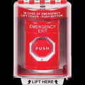 STI SS2078EX-EN Stopper Station Push Button with Universal Stopper Cover, Surface Mount, Pneumatic Illuminated, 'EMERGENCY EXIT' Label, Red