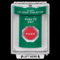 STI SS2148PX-EN Green Indoor / Outdoor Flush w/ Horn Pneumatic (Illuminated) Stopper Station with PUSH TO EXIT Label
