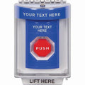STI SS2442ZA-EN Key-to-Reset Stopper Station with Horn, Flush, Indoor / Outdoor, Custom Text Label, Blue