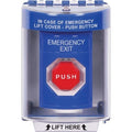 STI SS2488EX-EN Indoor/Outdoor Surface with Horn Pneumatic, Illuminated, Stopper Station with EMERGENCY EXIT, Blue