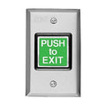 SDC 424U Illuminated Exit Switch, 1-Gang, Momentary, DPDT, Push to Exit Legend, Amp at 12/24 Volt DC, 2-7/8" Width 4-1/2" Height, Stainless Steel, Green