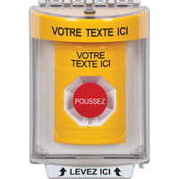 STI SS2231ZA-FR Stopper Station, Indoor / Outdoor, Flush Mount, Turn-to-Reset, Non-Returnable Custom French Label, Yello
