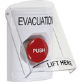 STI SS2324EV-EN Stopper Station Momentary Push Button with Shield and Evacuation Label, White