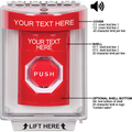 STI SS2042ZA-EN Stopper Station with Horn, Indoor / Outdoor, Flush Mount, Key-to-Reset, Custom Text Label, Red