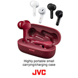 JVC HA-A8TR In-Ear True Wireless Bluetooth Earbuds with Charging Case (Red) - side view | Silarius