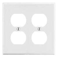 Hubbell PJ82W 2-Gang Duplex Wall Plate, White