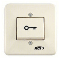 RCI 909S-MO Surface Mount Rocker Switch, Momentary, Engraved with a Key Symbol, Beige