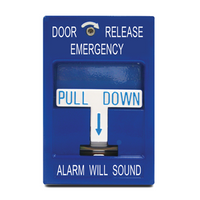 Potter RMS-6T-WP-LP Weatherproof Dual-Action Pull Station, HAZMAT Text, Blue