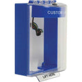 STI 13230CB STI 13220CB Universal Stopper Dome Cover, Surface Mount, Label Hood with Horn, Custom Label, Blue