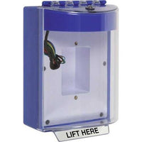 STI 13430NB STI 13430N Universal Stopper Dome Cover, Enclosed Back Box and Sealed Mounting Plate, Label Hood with Horn and Relay, Blue