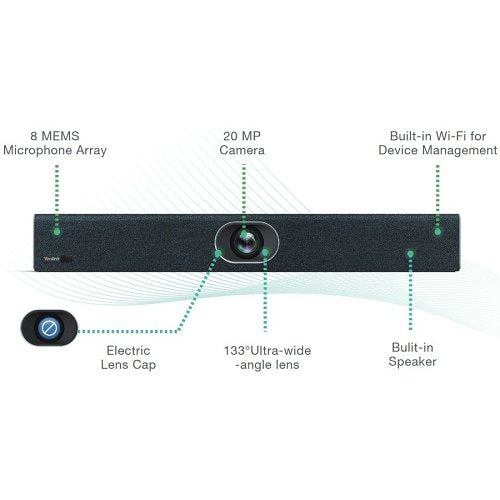 Yealink UVC40-BYOD All-in-one USB Video Bar for Small and Huddle Rooms with BYOD Box, 133° Wide Angle Lens