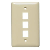 Hubbell NSP13I 1-Gang Wall Plate, Label-Less, Accommodates Three Ports, Ivory