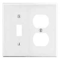 Hubbell PJ18W 2-Gang Wall Plate with 1 Duplex and 1 Toggle, White