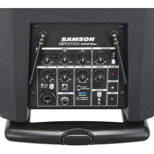 Samson SAXP310W-K Expedition 300W 10" Woofer Rechargeable Portable PA with Handheld Wireless System