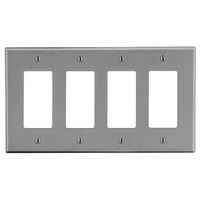 Hubbell PJ264GY 4-Gang Wall Plate, Gray