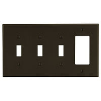 Hubbell P326 Wallplate 4-Gang Toggle Decora, Brass