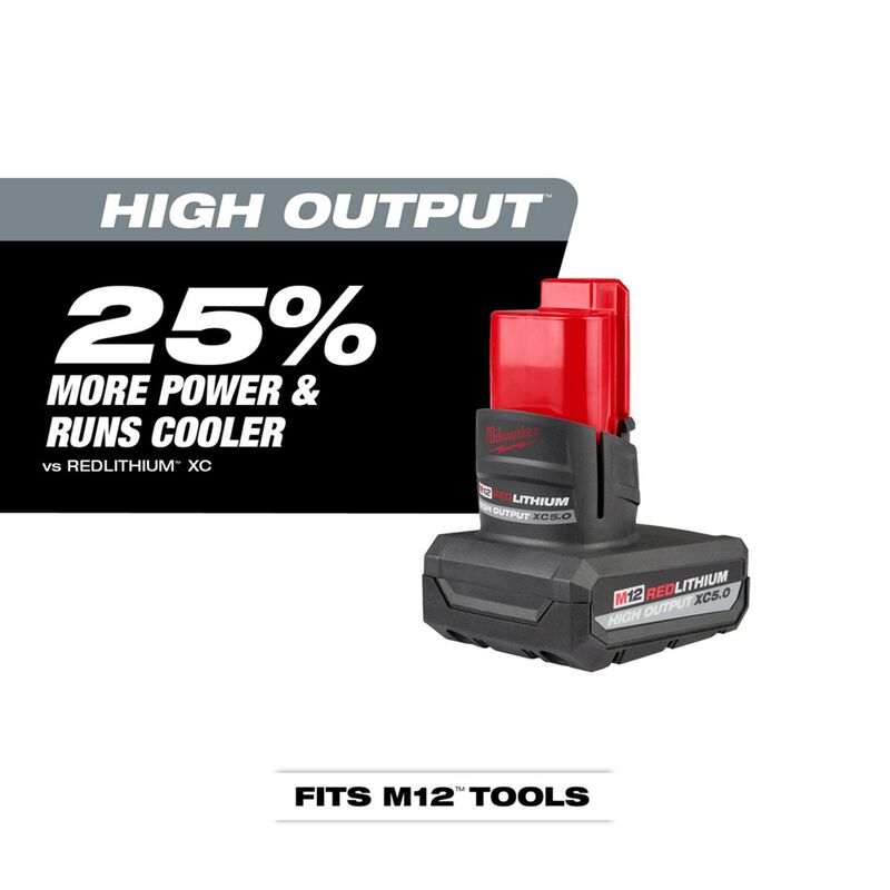 MILWAUKEE 48-11-2450 M12 REDLITHIUM™ HIGH OUTPUT™ XC5.0 Battery Pack