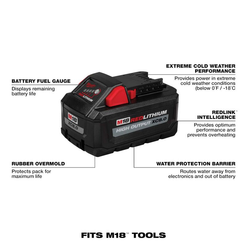 MILWAUKEE 48-11-1880 M18™ REDLITHIUM™ HIGH OUTPUT™ XC8.0 Battery