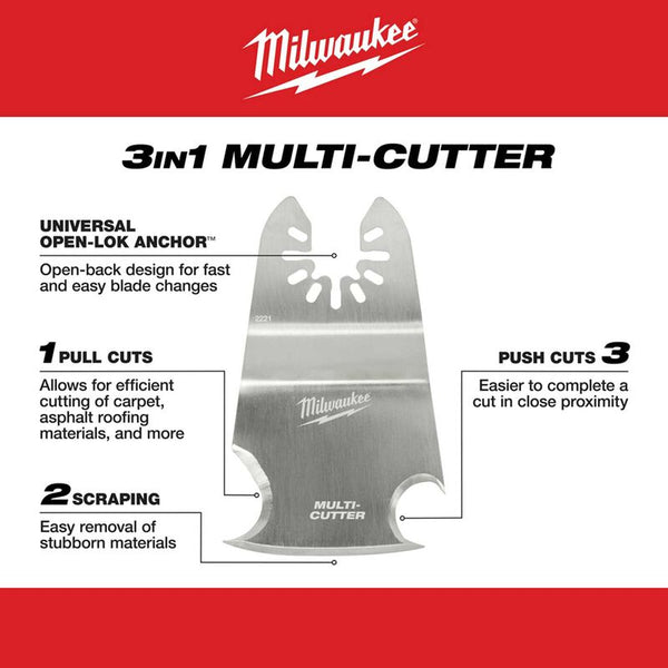 MILWAUKEE 49-25-2221 OPEN-LOK™ 3-in-1 Multi-Cutter Scraper Blade