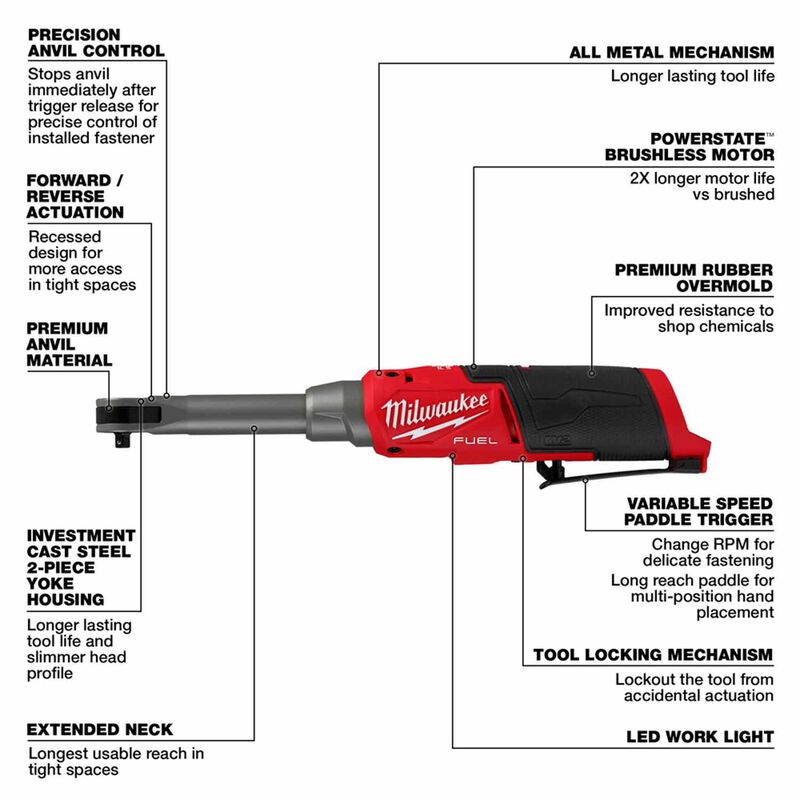 MILWAUKEE  2568-20 M12 FUEL™ 1/4" Extended Reach High Speed Ratchet