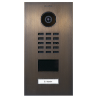DoorBird 429680009 D2201V Flush-Mount IP Video Intercom with 1-Call Button, Real Burnished Brass