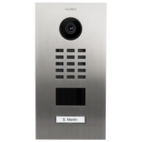 DoorBird 429680719 D2201V Surface-Mount IP Video Intercom with 1-Call Button, Stainless Steel, Powder-Coated Semi-Gloss, Pastel Green (RAL 6019)