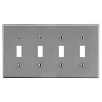 Hubbell P4GY 4-Gang Toggle Switch Wall Plate, Gray