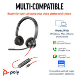 Poly 8X219AA Blackwire 3320 Stereo USB-C Headset +USB-C/A Adapter