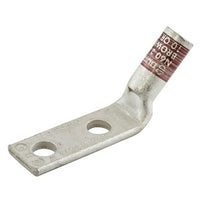 Hubbell HGBL02D45 Double Hole Compression Lug, 1/4" ID Spaced 5/8", 45-Degree, 2 AWG, 25-Pack