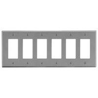 Hubbell P266GY 6-Gang Decora Wall Plate, Gray