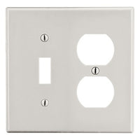 Hubbell PJ18LA WALLPLTM-SIZE2-G1 DUP Mid-Size 2-Gang Wallplate with Duplex and 1 Toggle, Light Almond
