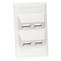 Hubbell AFP14W Single-Gang Keystone Wallplate, Angled, 4-Port, White