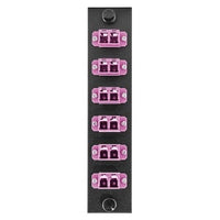 Hubbell FSPNLCDS6VI Fiber Optic Panel Adapter, 12-Fiber, 6 LC Duplex, Zircon Sleeves, Violet