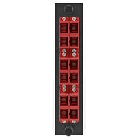 Hubbell FSPNSCDS6R Fiber Optic Panel Adapter, 12-Fiber, 6 SC Duplex, Zircon Sleeves, Red