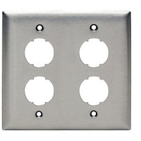 Hubbell HISF24 Faceplate, Hi-Impact, Stainless Steel, 2-Gang 4P