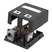 Hubbell HSB2BKP Housing Surface Mount, 2-Port, Black